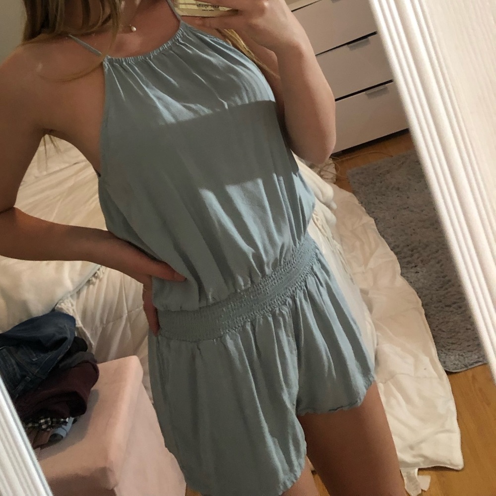 Soft simple blue romper - Picture 2 of 4